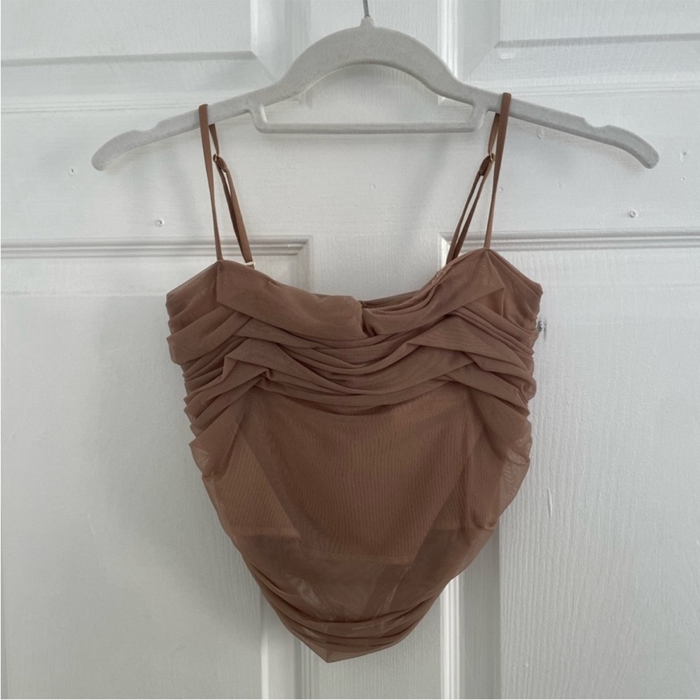 Brown Ruched Spaghetti Strap Top